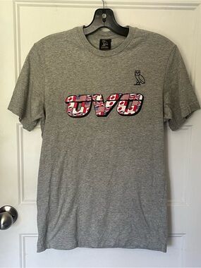 OVO International Flags Logo T-Shirt Grey Made In Canada XS Men